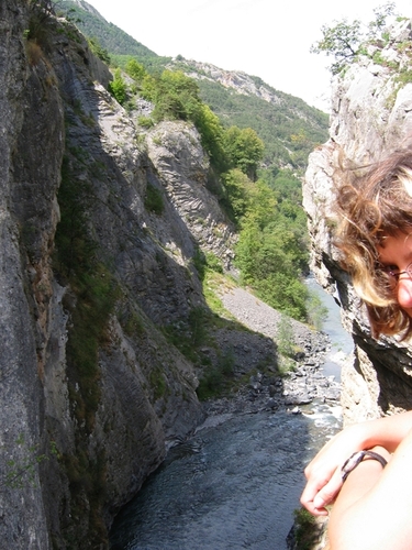 Laura over the ravine of the Ubaye