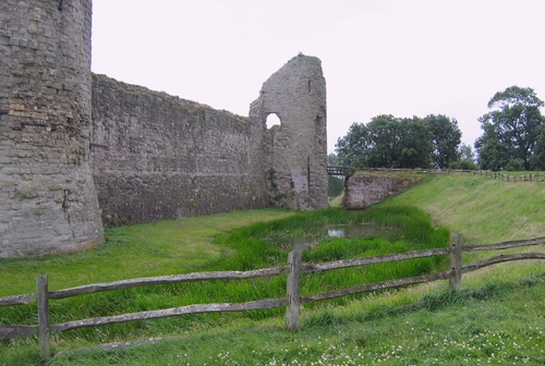 Pevensey Castle with moat