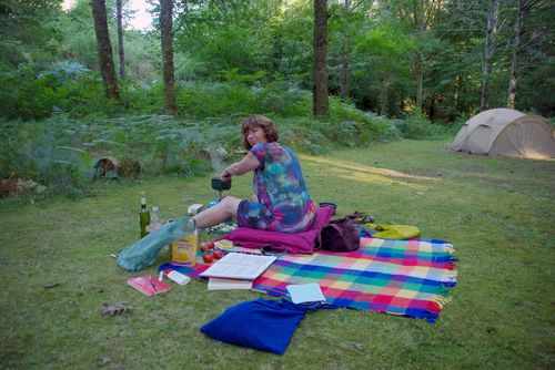 Laura near the tent