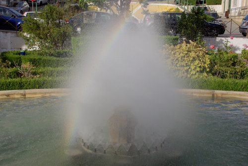 rainbow in fountain