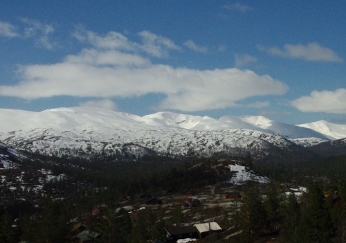 mountain and village