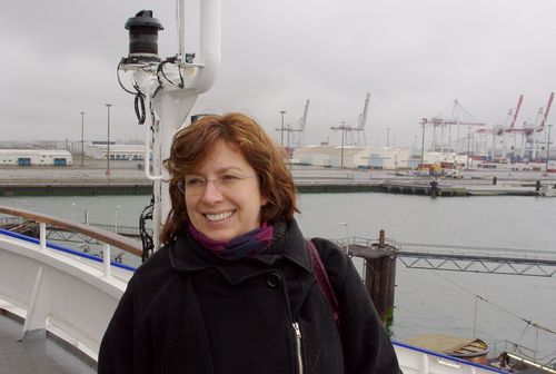 Laura on the boat in Dunkirk