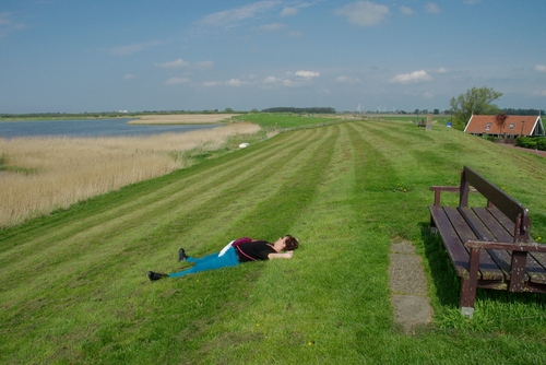 Laura on the dike in Gaast