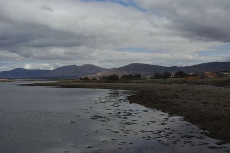 along the shore